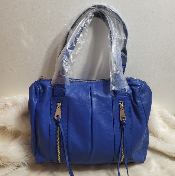 Joelle Hawkens Handbags - Joelle Hawkens Blue Leather Shoulder Bag New